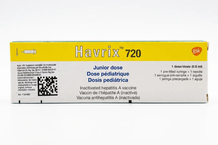 Caja de vacuna contra la hepatitis A del consultorio de la Dra. Mariaelpi
