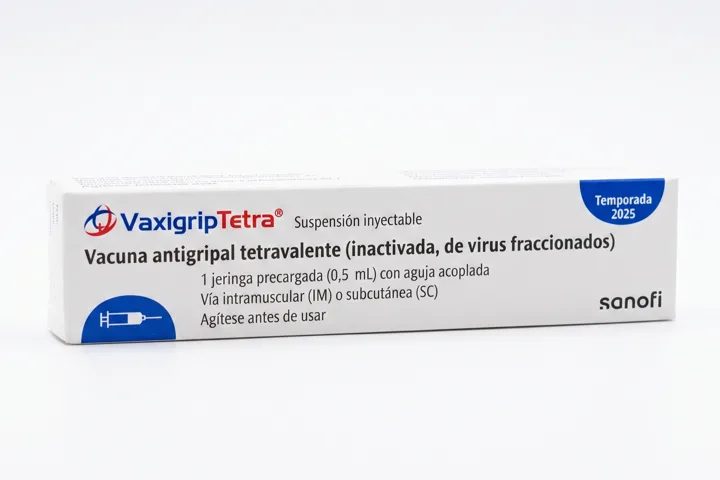 Caja de vacuna antigripal tetravalente del consultorio de la Dra. Mariaelpi